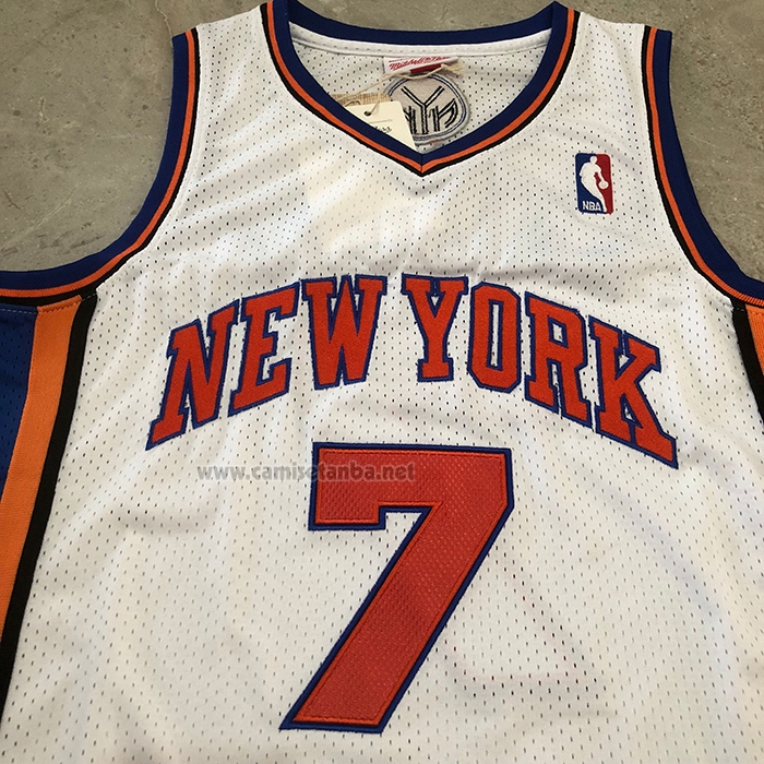 Camiseta New York Knicks Carmelo Anthony NO 7 Mitchell & Ness 2010-11 Blanco